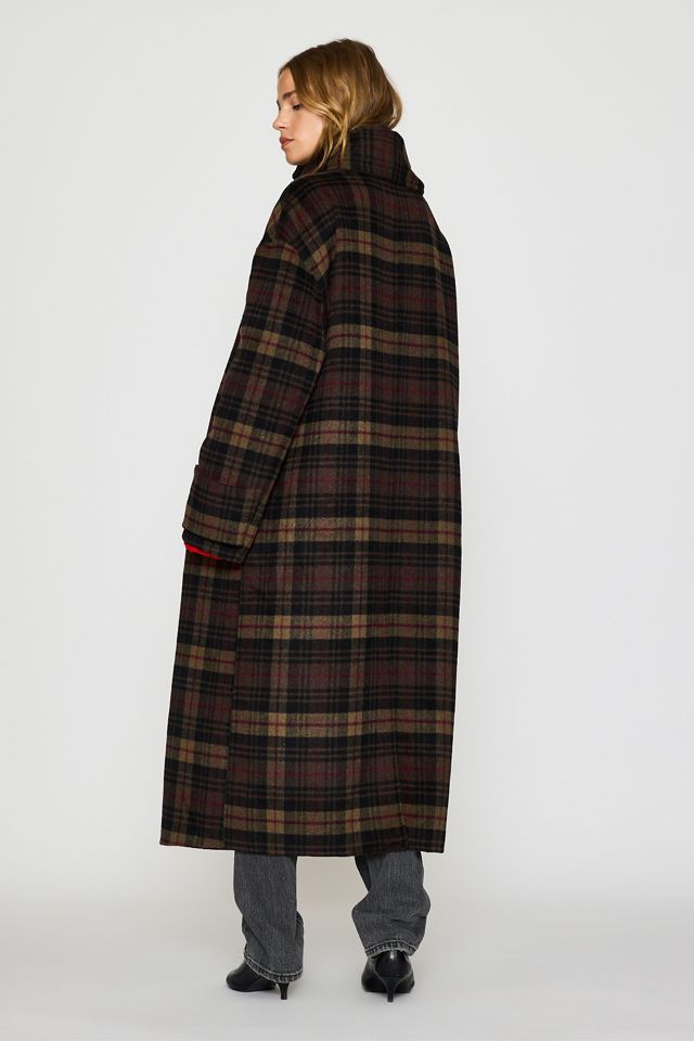 By Anthropologie Wool-Blend Scarf Check Maxi Coat #4
