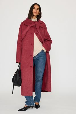 By Anthropologie Houndstooth Wool-Blend Scarf Coat 