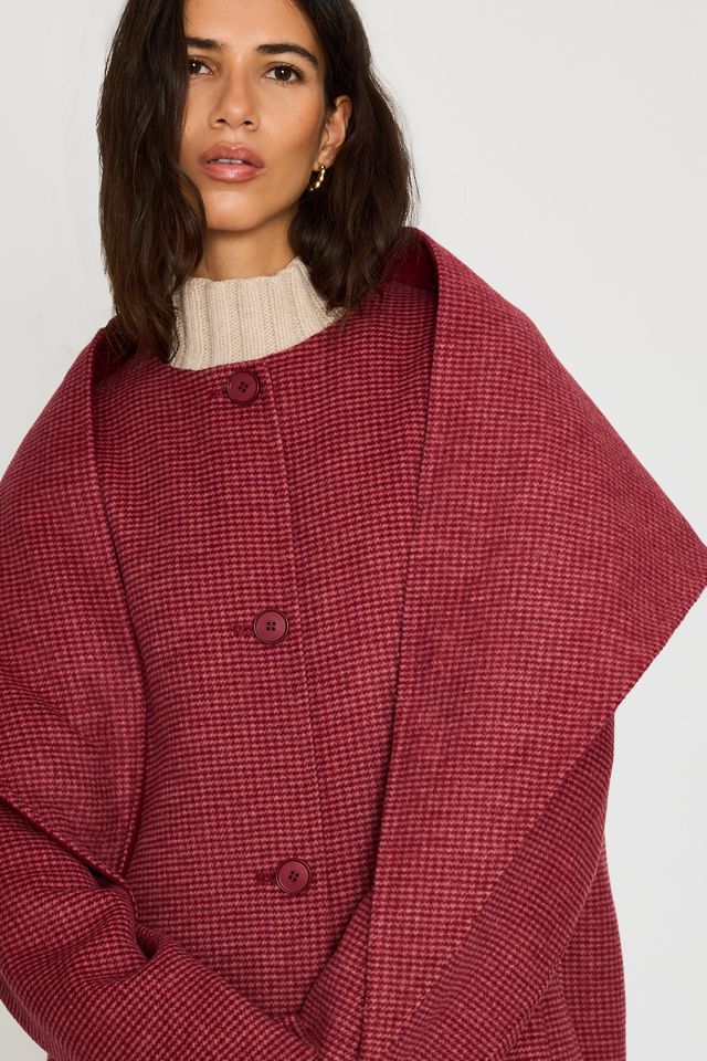 By Anthropologie Cappotto Sciarpa in Misto Lana Pied de Poule #4