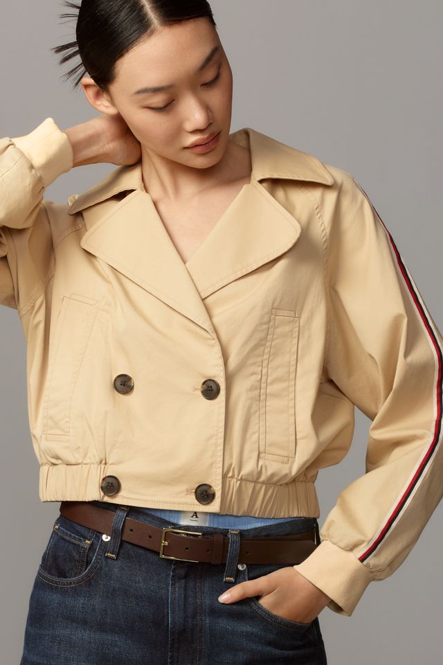 Maeve Double-Breasted Cropped Trench Coat #5