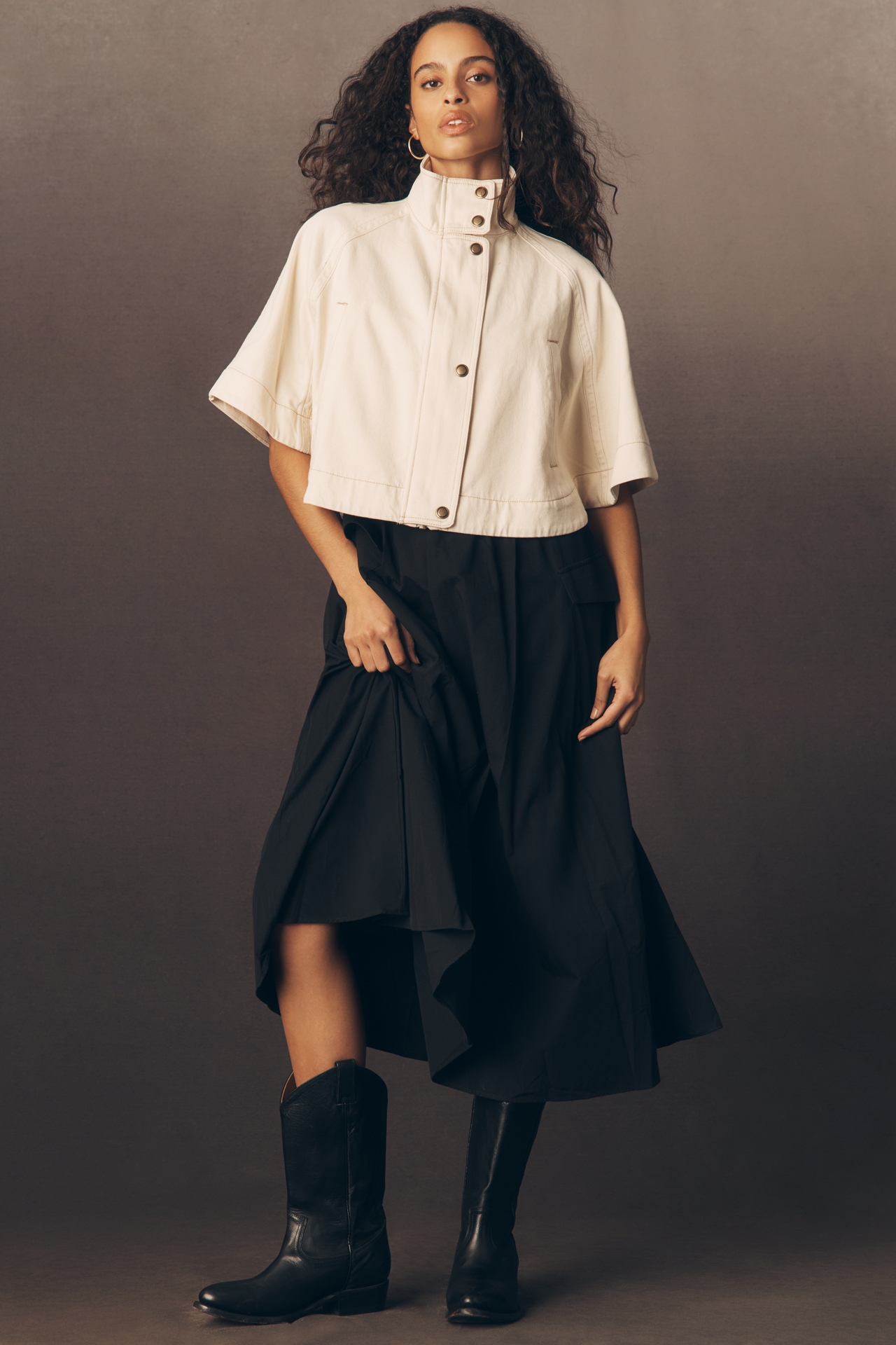 Pilcro Cropped Utility Cape Jacket