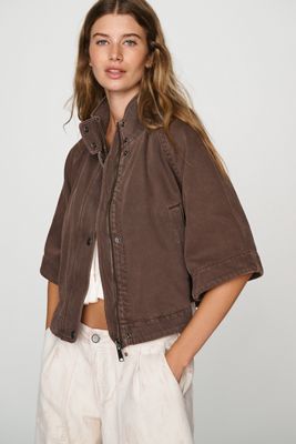 Pilcro Cropped Utility Cape Jacket