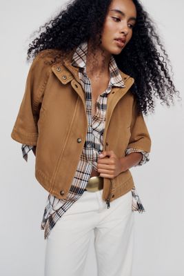 Pilcro Cropped Utility Cape Jacket