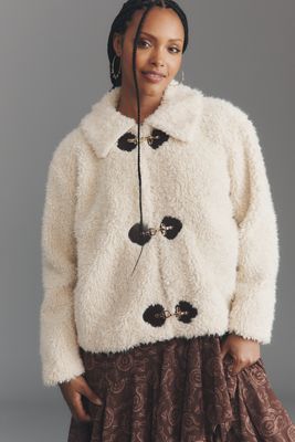 Eloquii Plus Curly Faux-Fur Buckle Coat