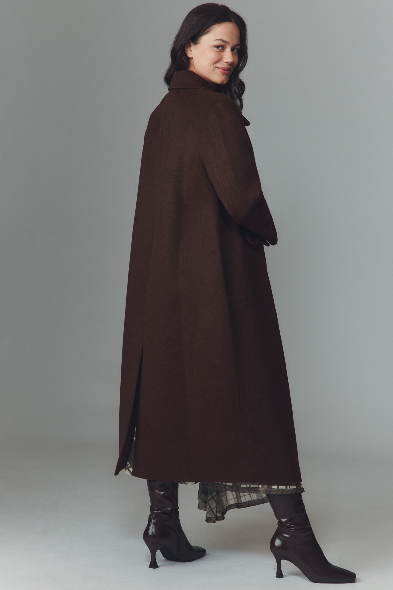 Eloquii Plus Textured Double-Breasted Long Coat