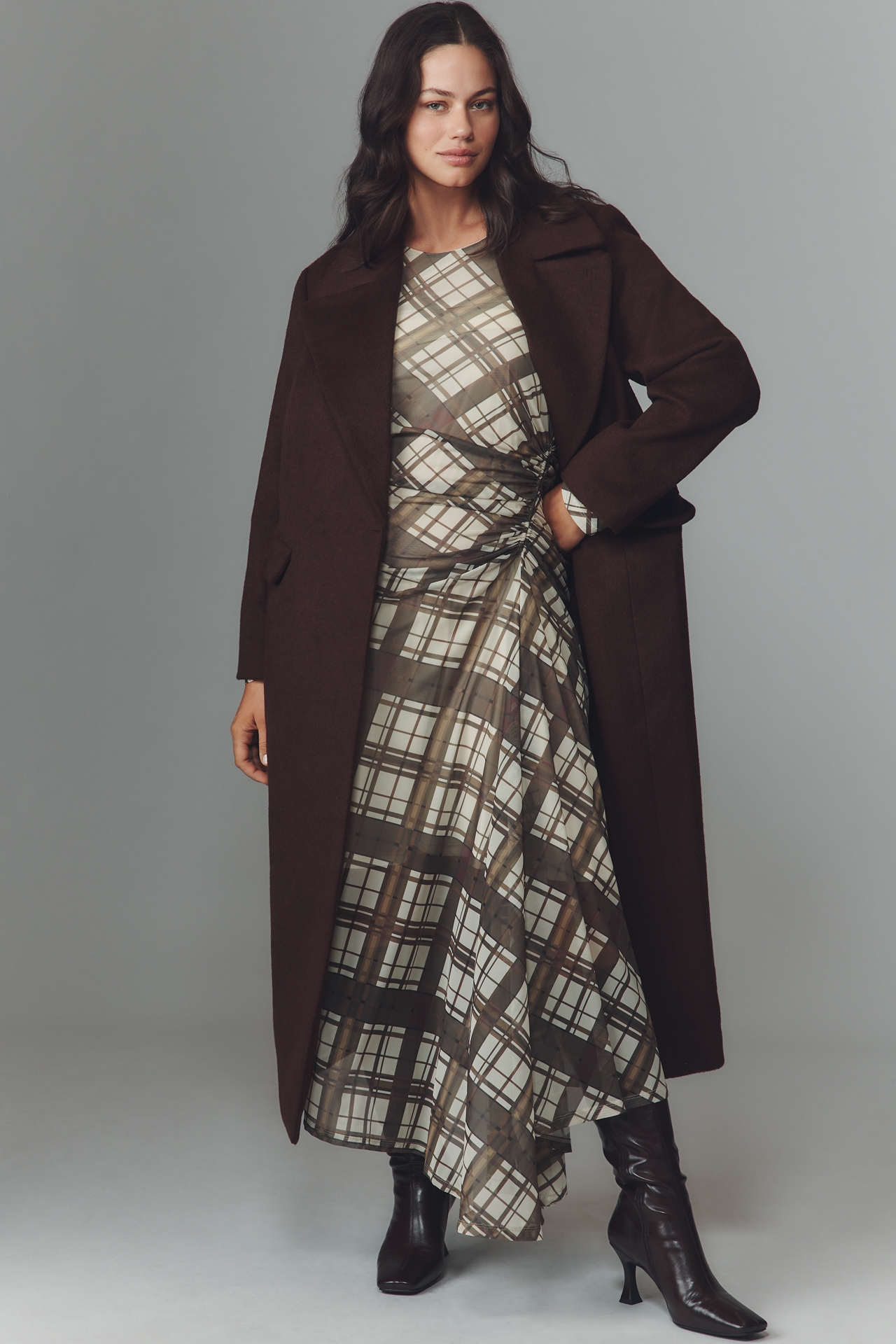 Eloquii Plus Textured Double-Breasted Long Coat
