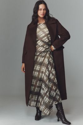 Eloquii Plus Textured Double-Breasted Long Coat