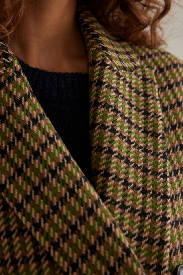 ALIGNE Kennedy Heritage Check Double-Breasted Longline Coat