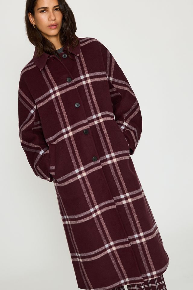 ALIGNE Check 100% Wool Car Coat #1