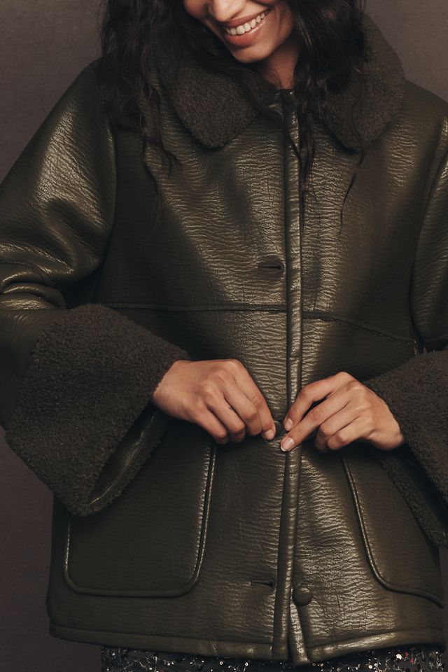 Baum und Pferdgarten Birdie Faux Leather Sherpa Fleece Jacket #1