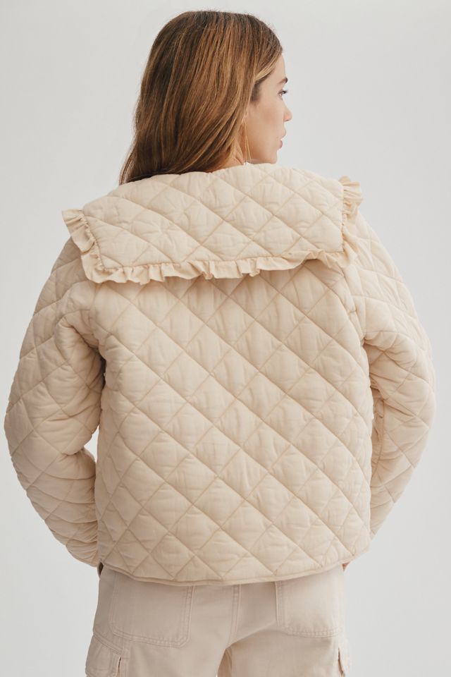 Mable Exaggerated-Collar Quilted Cropped Jacket #1