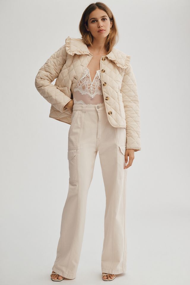 Mable Exaggerated-Collar Quilted Cropped Jacket #2