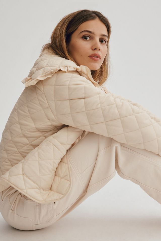 Mable Exaggerated-Collar Quilted Cropped Jacket #4