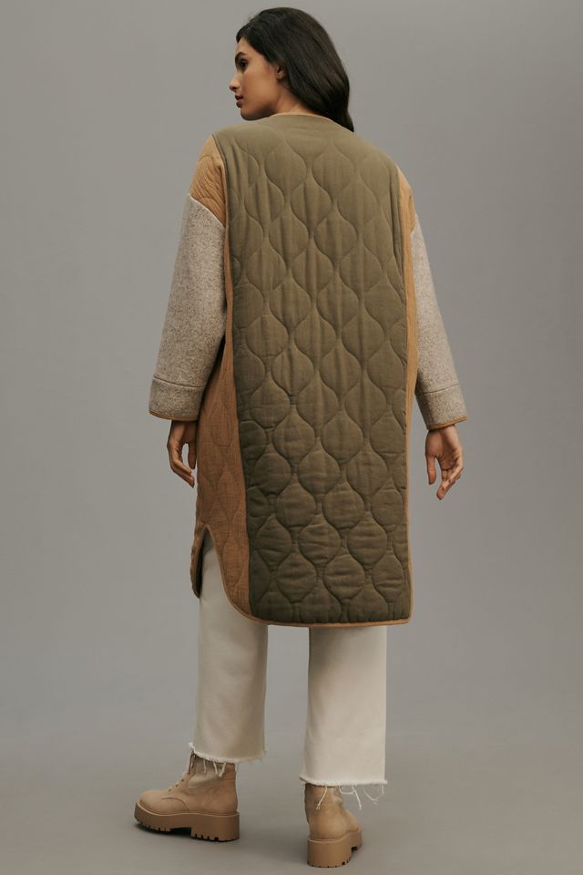 Amente Patch Quilted Wool Blend Coat #1