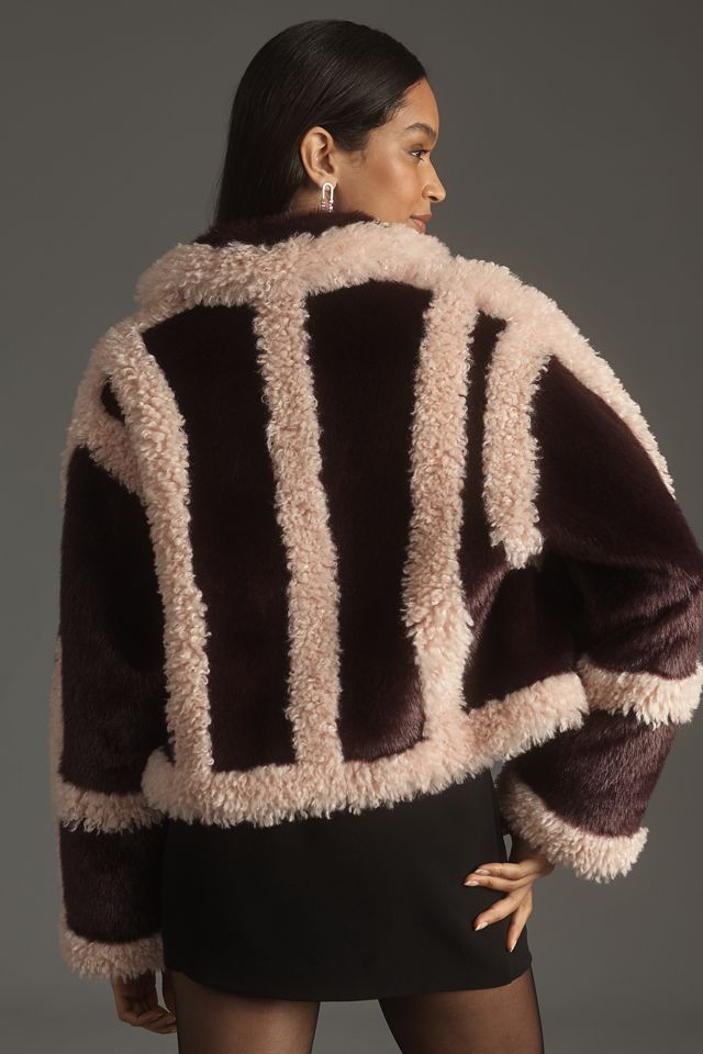 STAND STUDIO Cecilia Sherpa Mix Jacket | Anthropologie