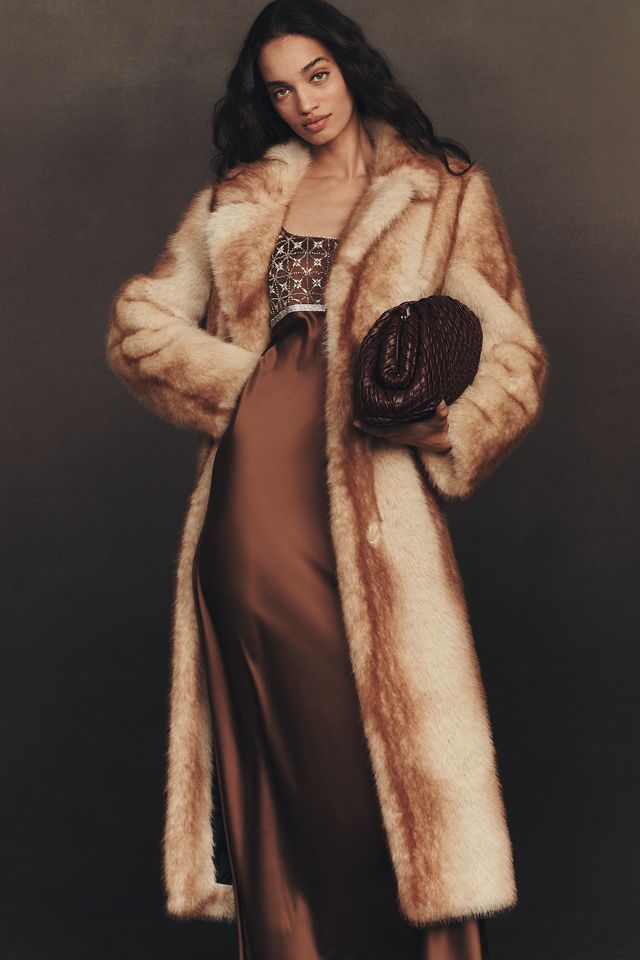 STAND STUDIO Nora Faux Fur Longline Coat #1