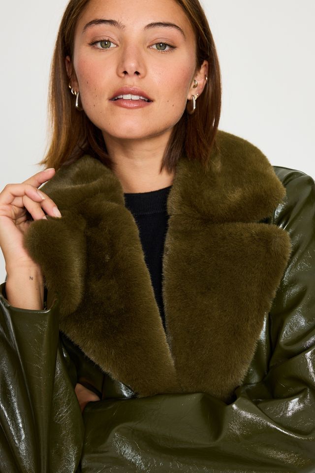 By Anthropologie PU Faux-Fur Trim Trench Coat #2
