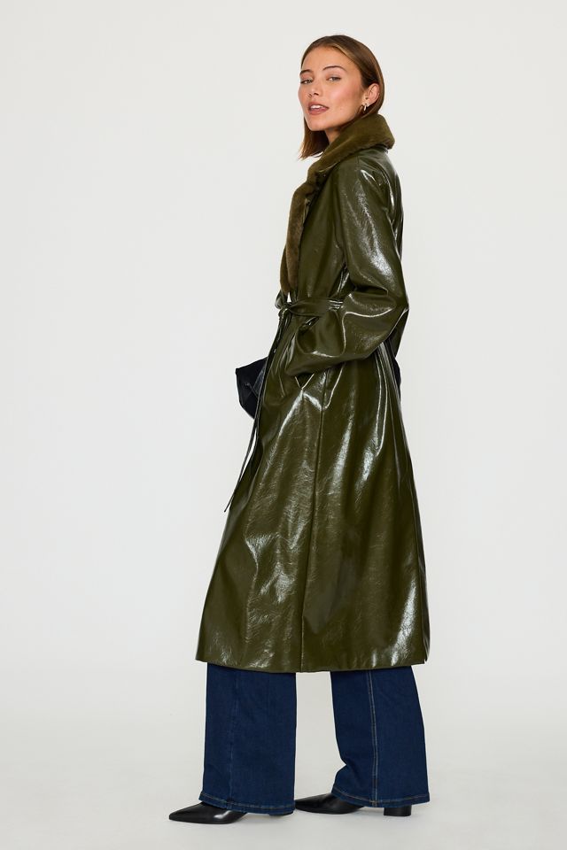 By Anthropologie PU Faux-Fur Trim Trench Coat #3