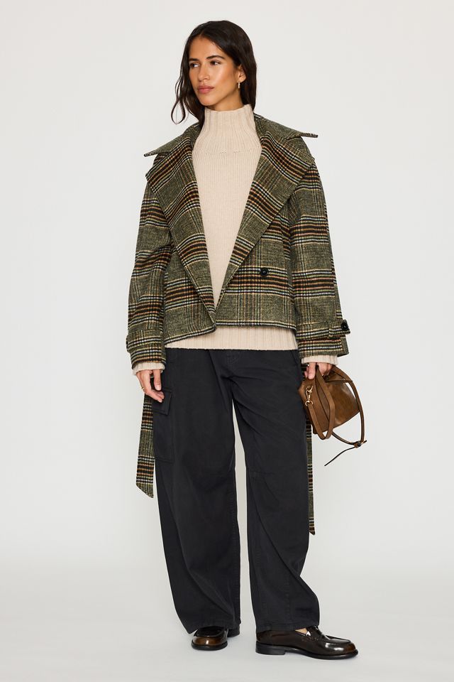By Anthropologie Belted Check Wool-Blend Coat #1
