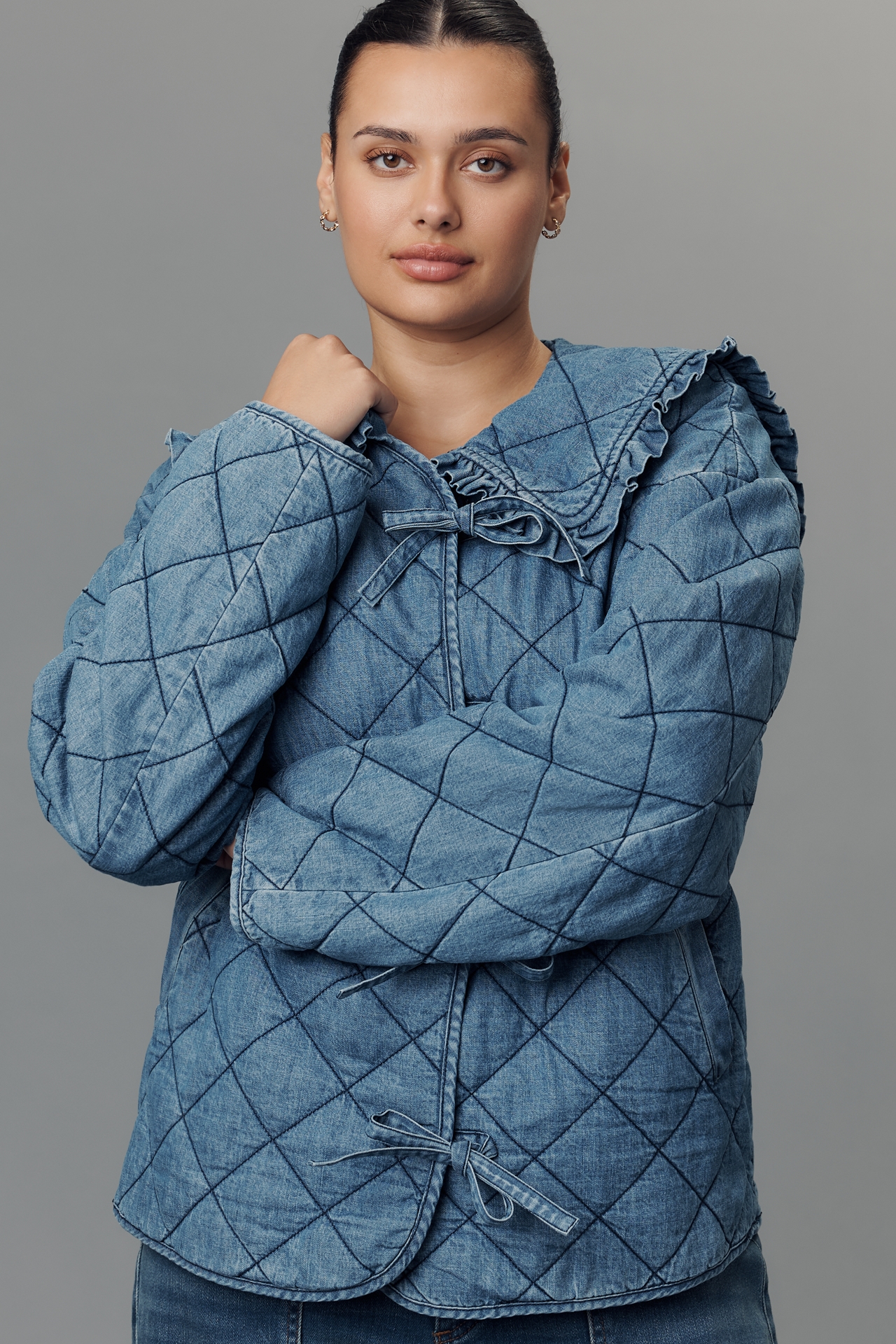 The Hazel Quilted Chambray Jacket by Maeve