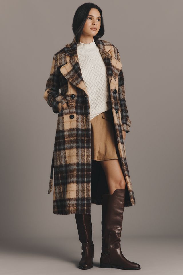 Siempre Olivia Long Plaid Coat #1