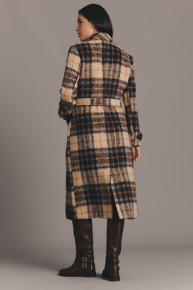 Siempre Olivia Long Plaid Coat #3