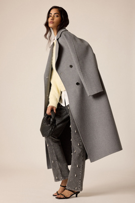 By Anthropologie Double-Breasted Wool-Blend Coat