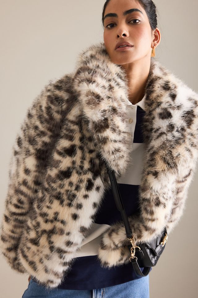 By Anthropologie Faux-Fur Shawl Coat #6