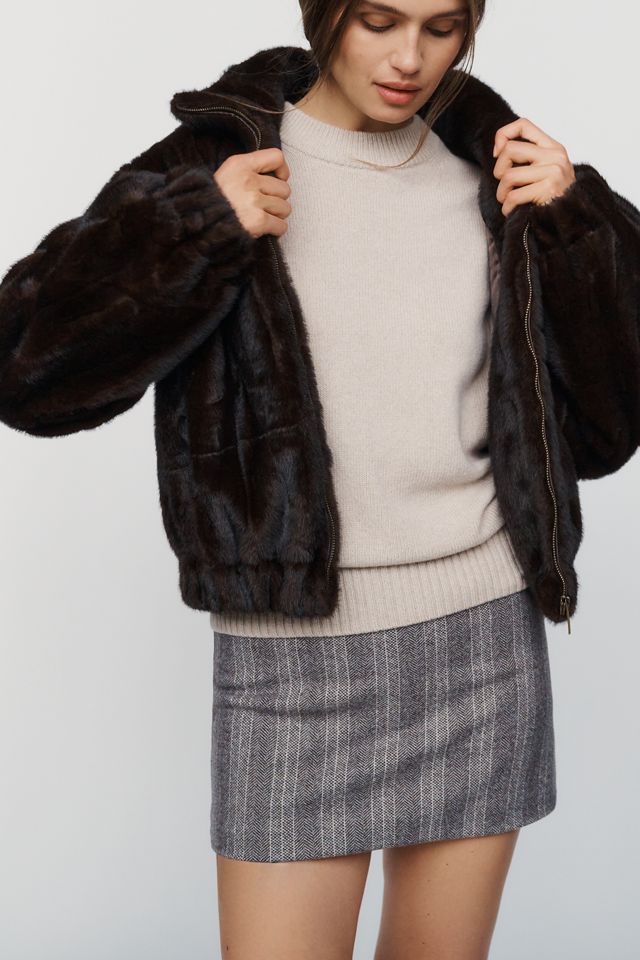 By Anthropologie Faux Fur Bomber Jacket #2