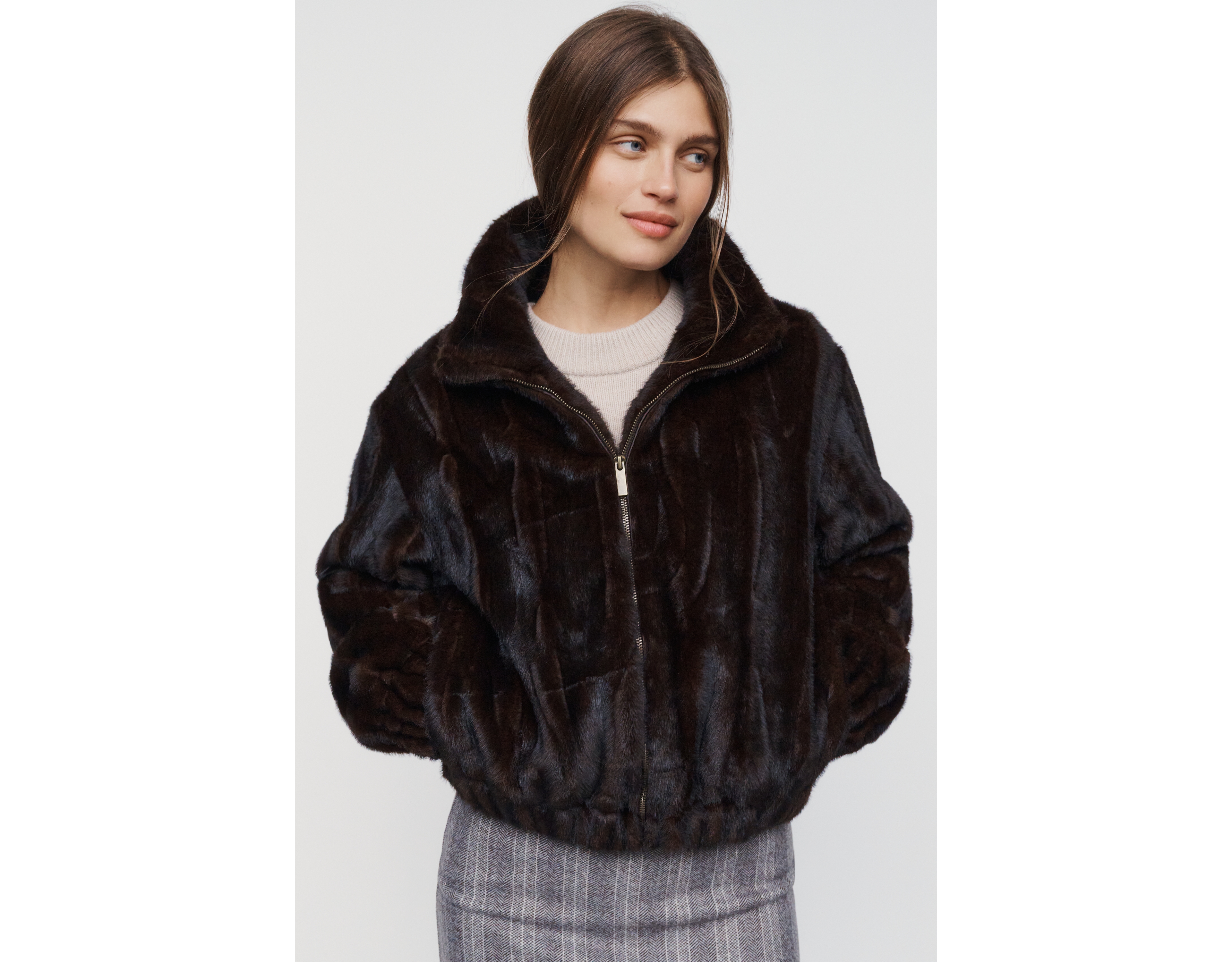 By Anthropologie Faux Fur Bomber Jacket