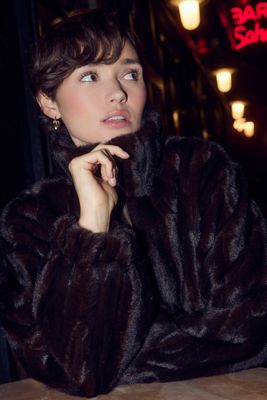 By Anthropologie Faux-Fur Panelled Bomber Jacket