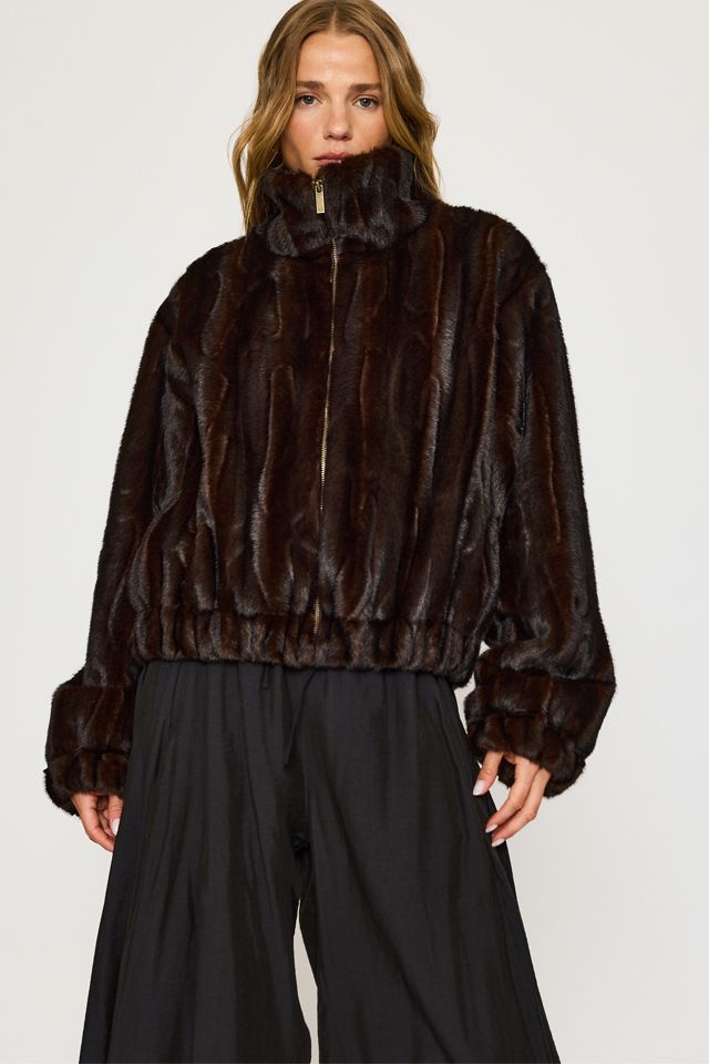 By Anthropologie Faux-Fur Panelled Bomber Jacket #1