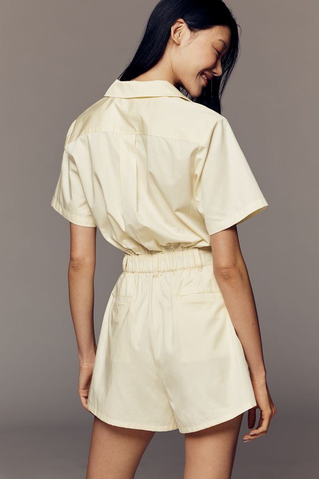 By Anthropologie Cotton Poplin Cutout Romper #1