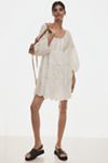 By Anthropologie Balloon-Sleeve Lace Scallop-Hem Romper