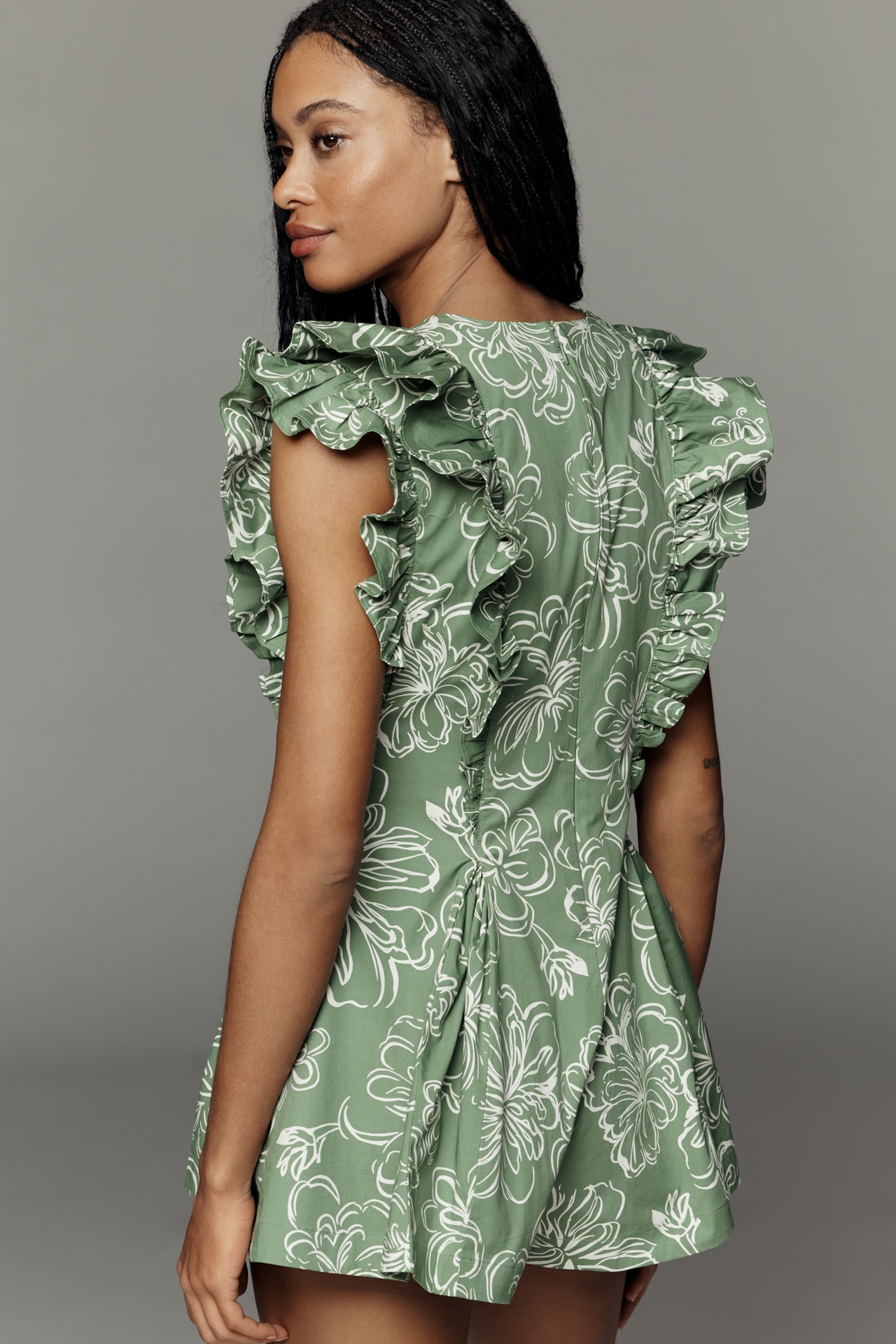 Maeve Ruffle-Sleeve Romper