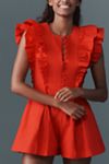 Maeve Ruffle-Sleeve Romper