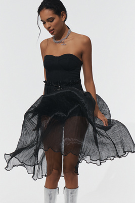 Shop Pilcro Strapless Bodysuit & Sheer Skirt In Black