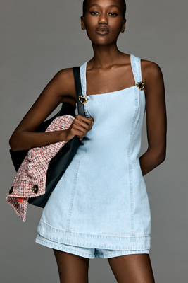 Line & Dot Caryl Square-Neck Romper | Anthropologie