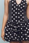 Maeve Polka Dot Halter V-Neck Bubble-Hem Romper