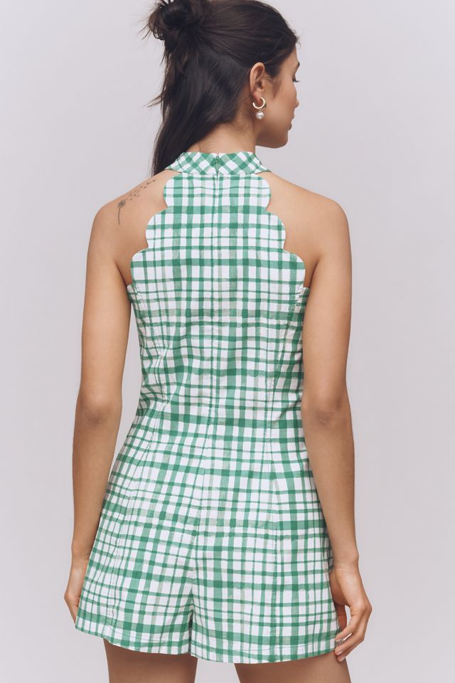 By Anthropologie Scallop Halter Romper #1