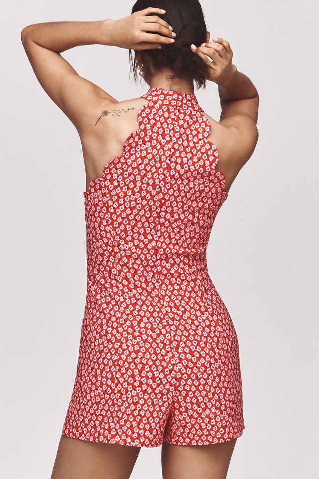 By Anthropologie Scallop Halter Romper #1