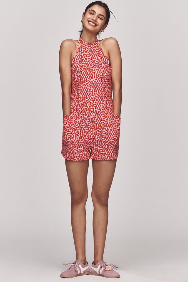 By Anthropologie Scallop Halter Romper #2