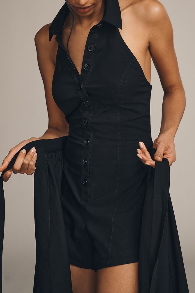 Maeve Button-Front Romper Dress #1