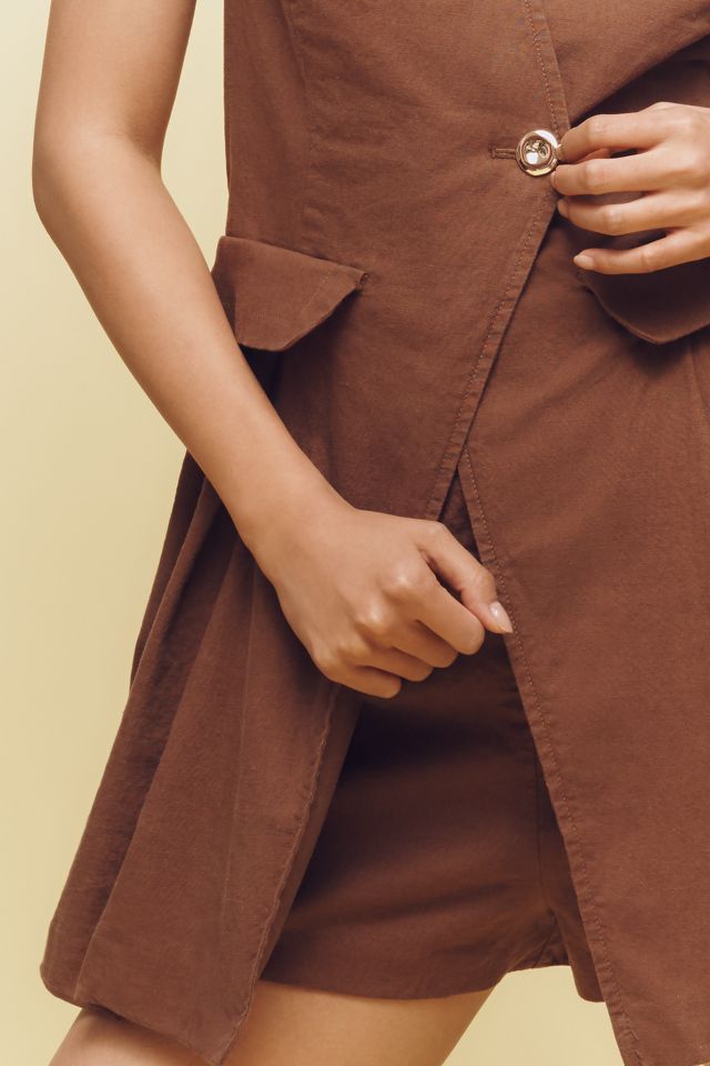 By Anthropologie Wickel Leinen Playsuit #2