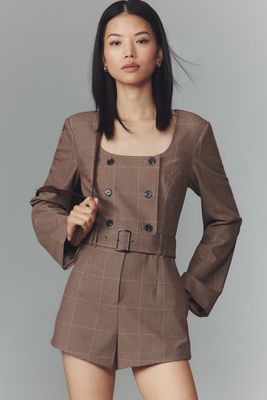 By Anthropologie Long-Sleeve Blazer Playsuit