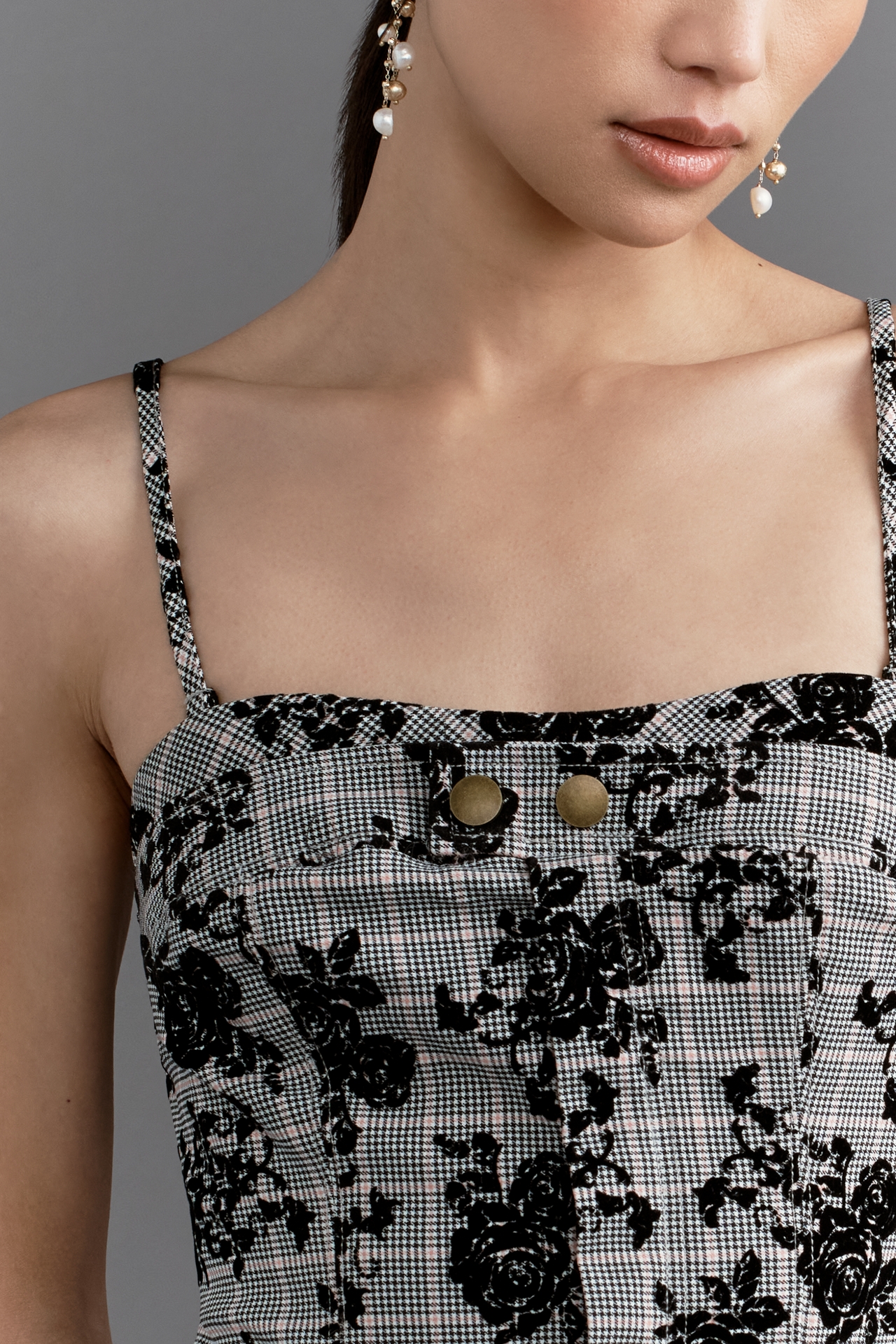 Maeve Strapless Plaid Floral Romper