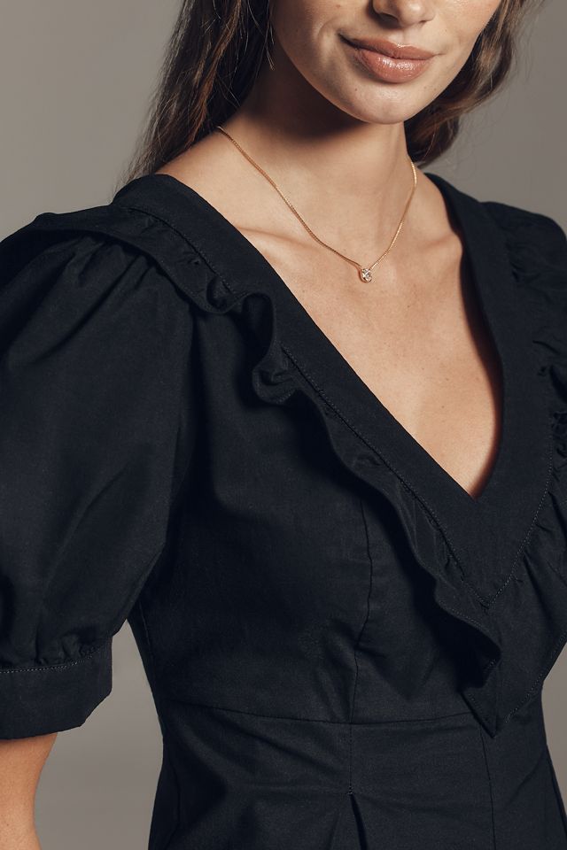 Maeve Puff-Sleeve Babydoll Romper #3
