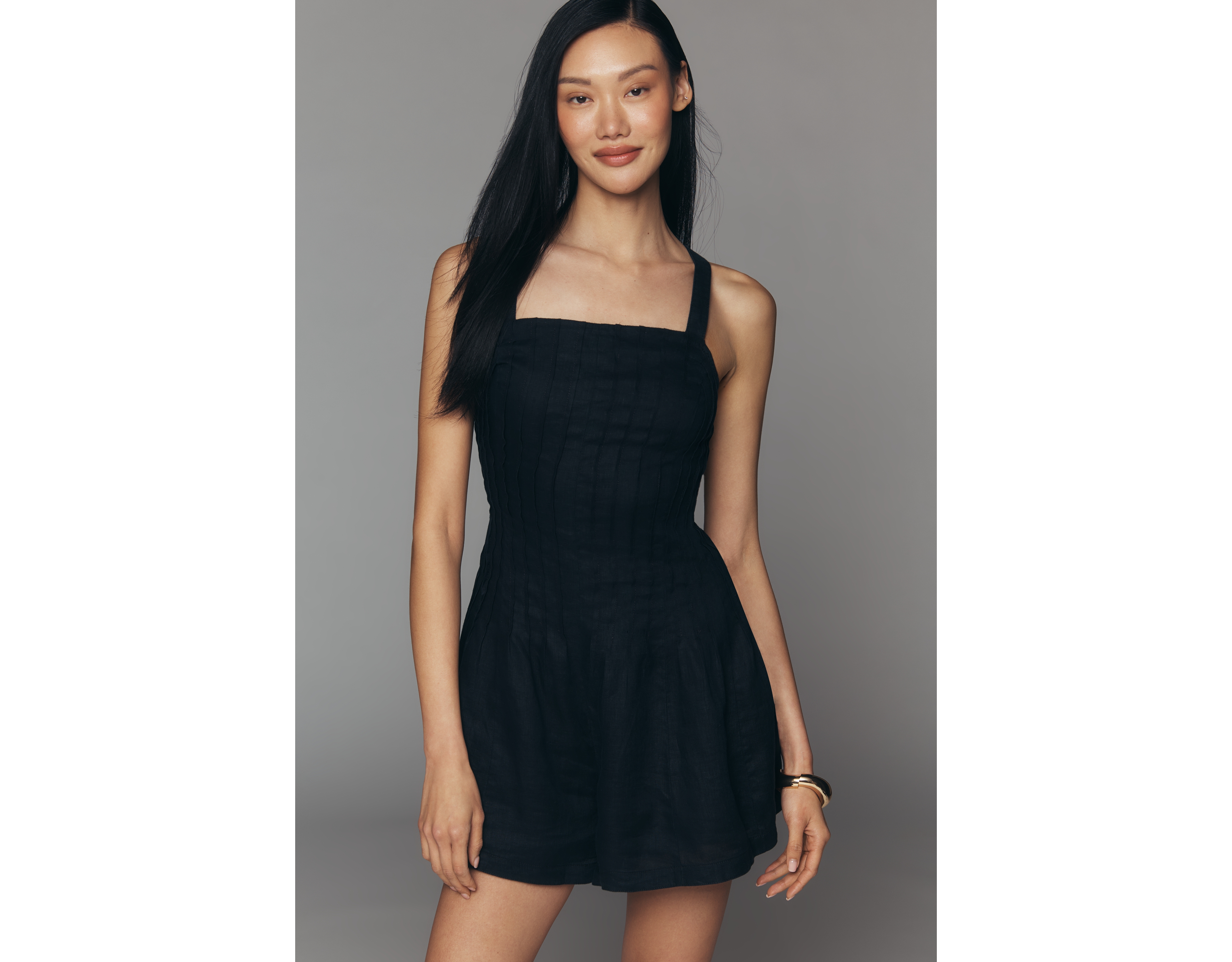 By Anthropologie Linen Pintuck Romper