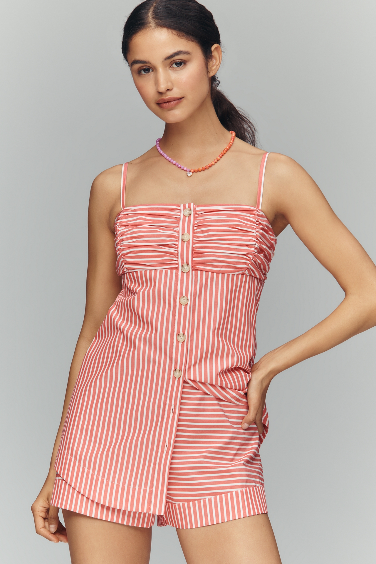 Maeve 100% Cotton Ruched Romper