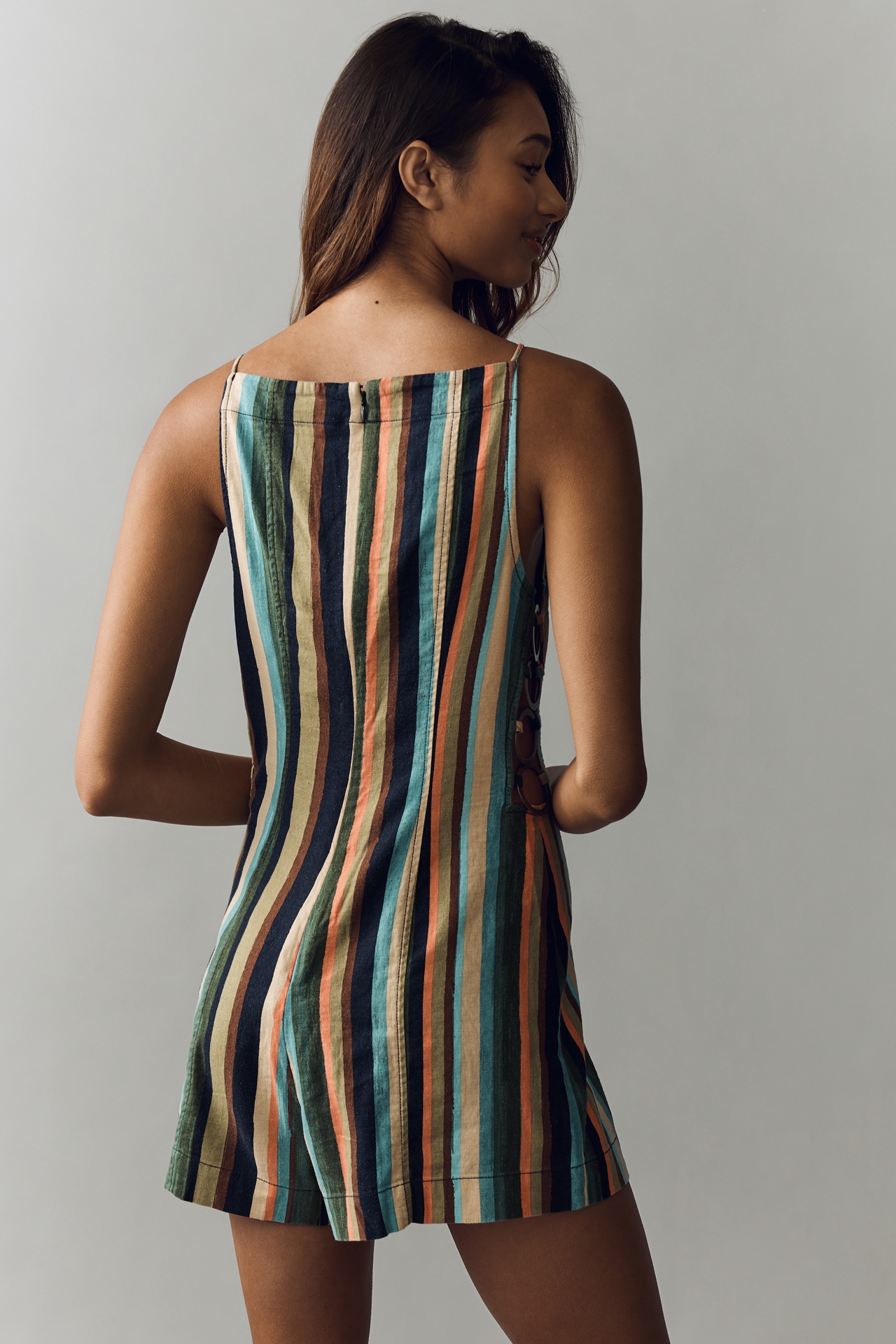 By Anthropologie Linen Blend Cutout Romper